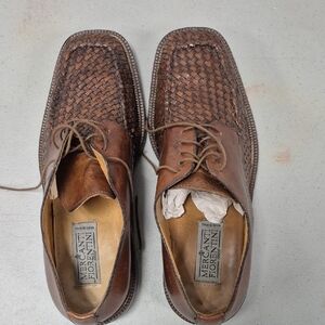 Mercanti Fiorentini Brown Woven Leather Men's Shoes